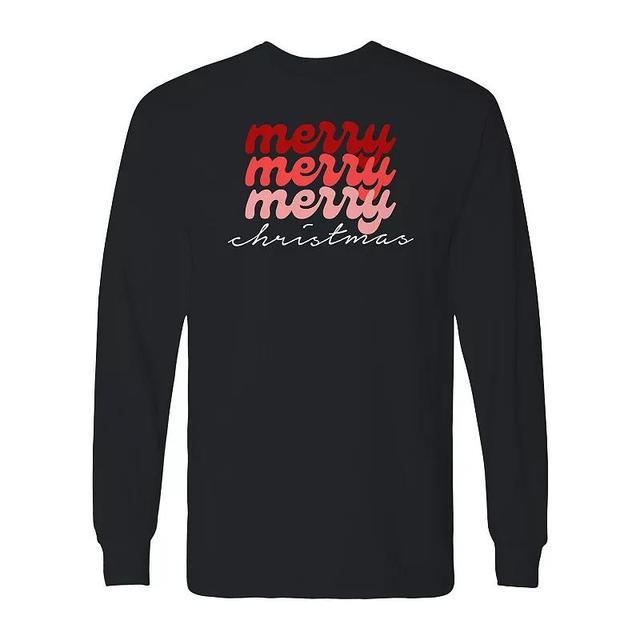 Mens Merry Christmas Coloured Long Sleeve Graphic Tee Product Image