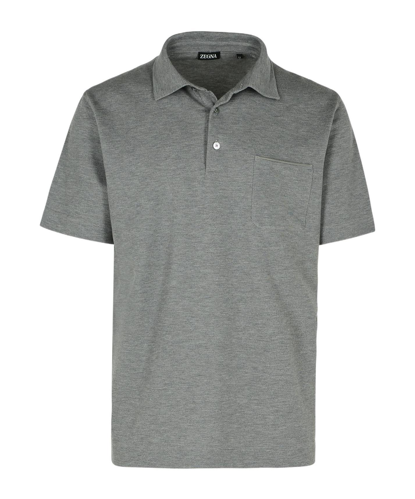 ZEGNA Grey Cotton Polo Shirt Product Image