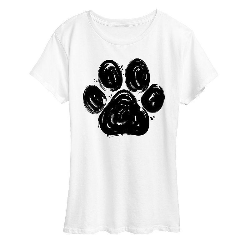 Womens Brushstroke Paw Print Graphic Tee Red Product Image