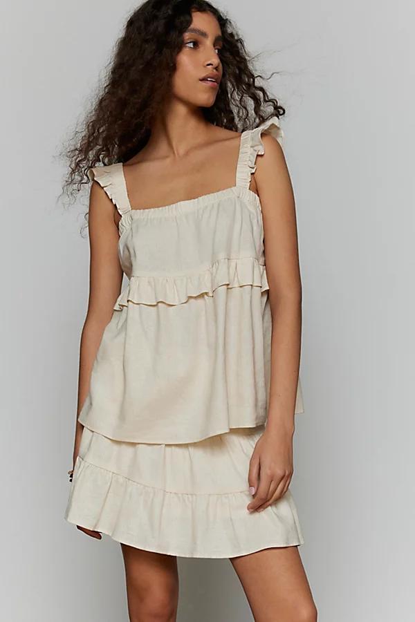 Urban Renewal Made In LA EcoVero Linen Ruffle Tunic Tank Top Womens at Urban Outfitters Product Image