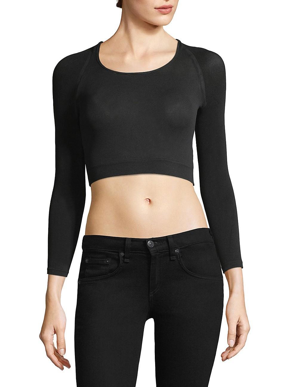 Arm Tights Solid Layering Crop Top Product Image