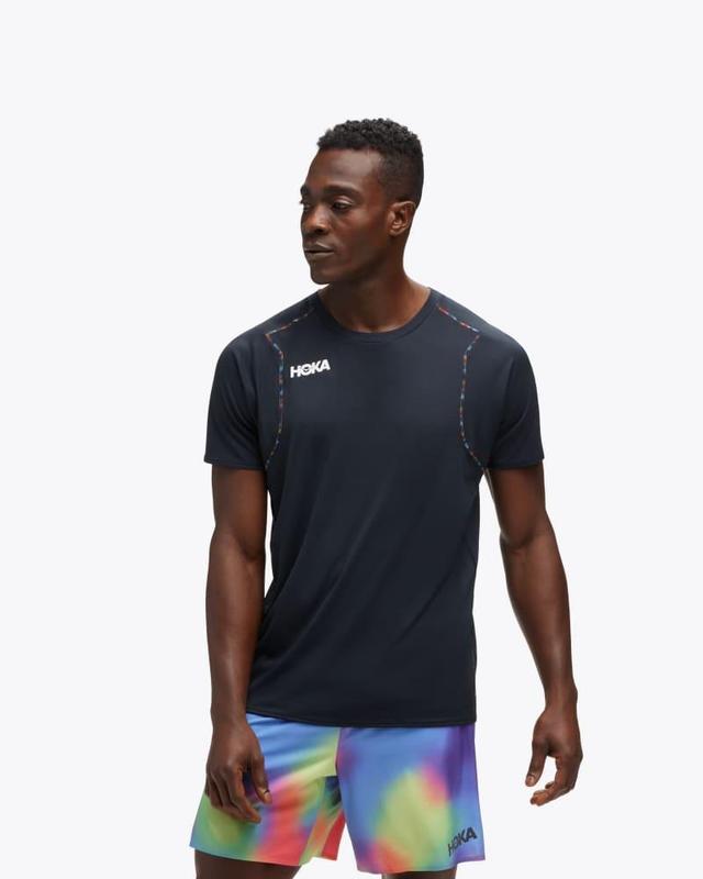 Hoka One HOKA Men's Glide Short Sleeve Shirt in Black, Size XS Product Image