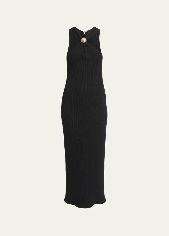 Ribbed Halter Dress with Anagram Detail Product Image