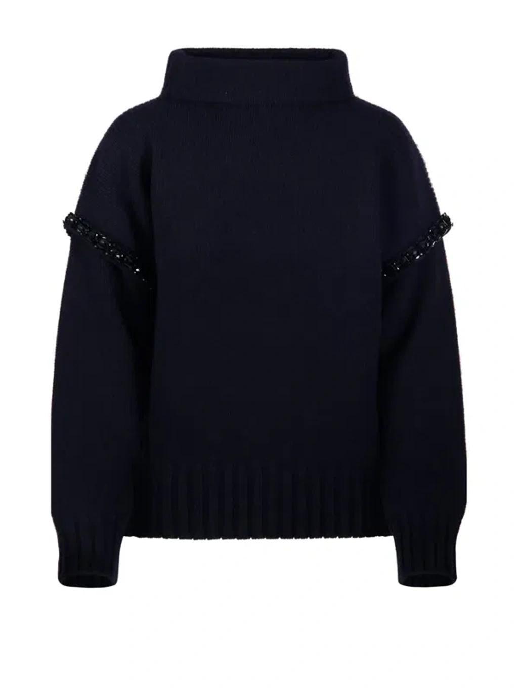 Embellished High Neck Jumper In Blue Product Image