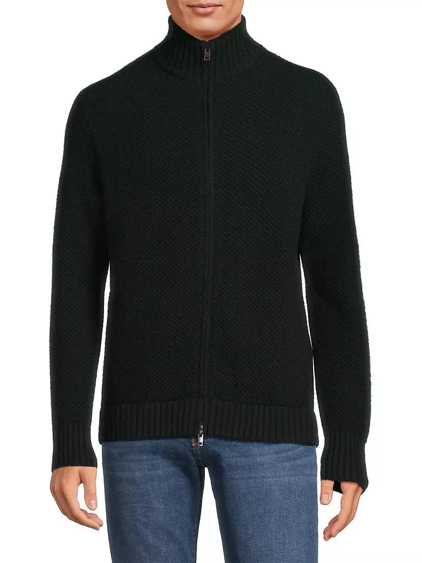 Wool Piqué Zip-Front Cardigan Product Image