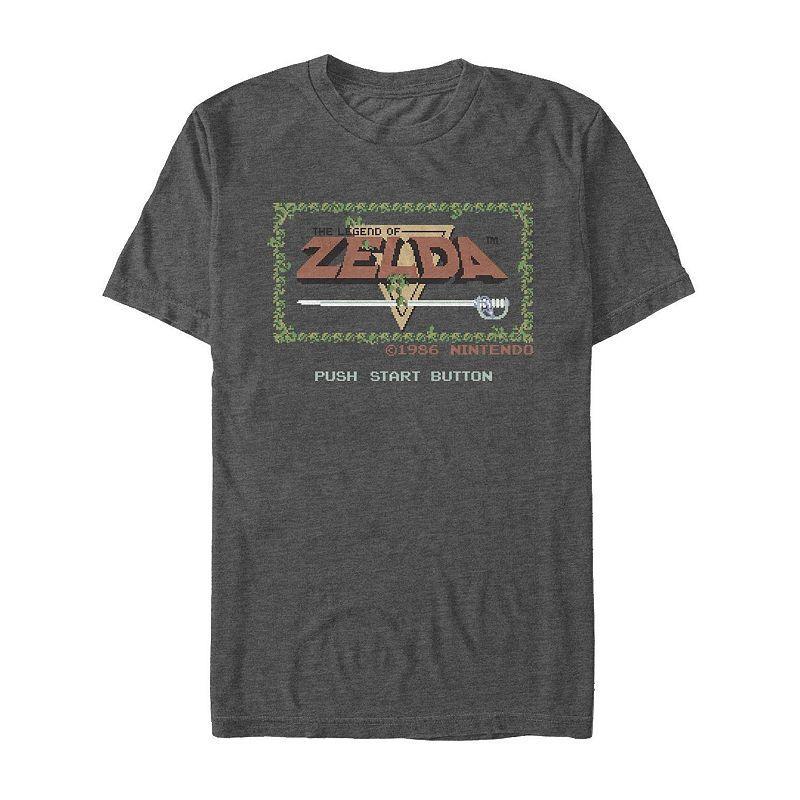 Mens Legend of Zelda Original Title Screen Retro Tee Grey Heather Product Image