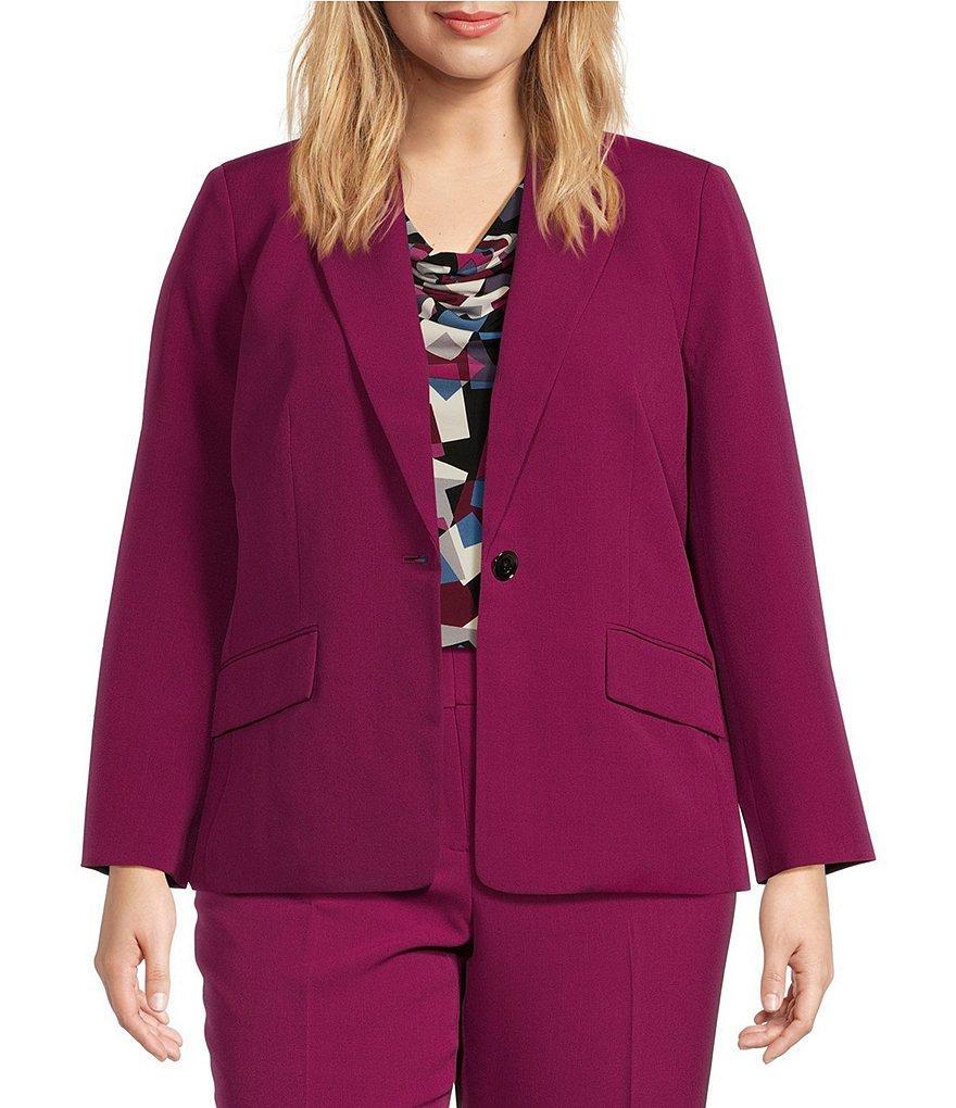 Kasper Plus Stretch Crepe Notch Collar Long Sleeve Blazer Product Image