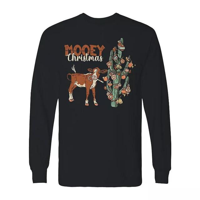 Mens Mooey Cow Christmas Long Sleeve Graphic Tee Product Image