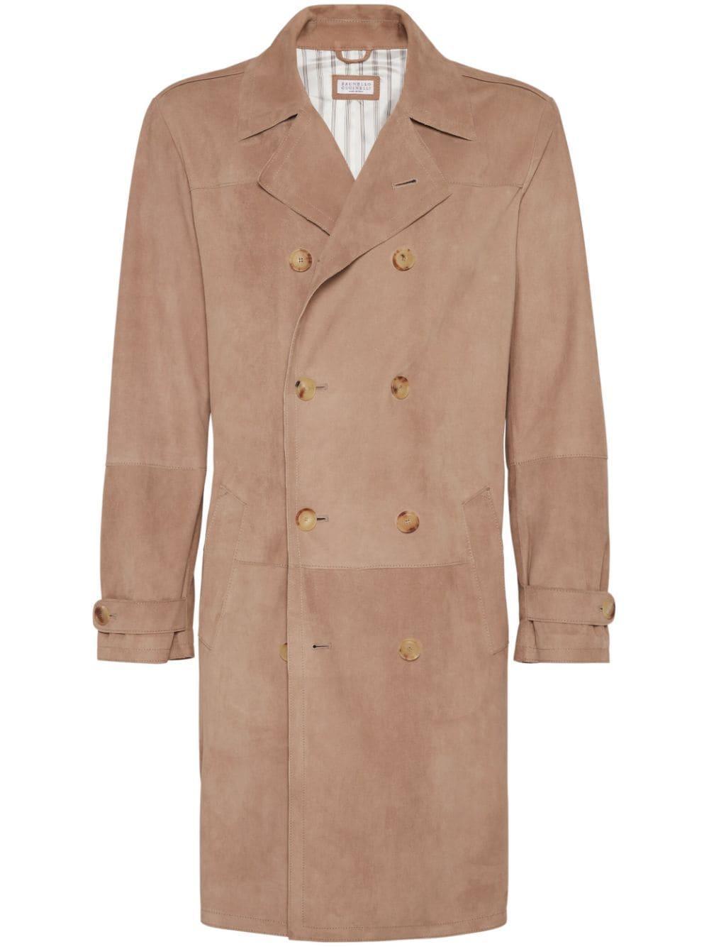 Suede Trench Coat In Light Brown Product Image