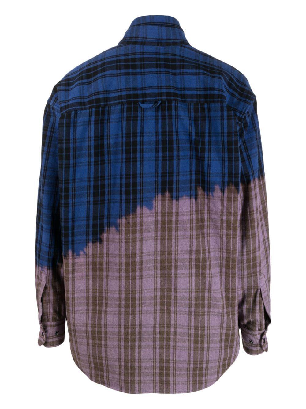 Bleached Plaid-check Pattern Shirt In Blue Product Image