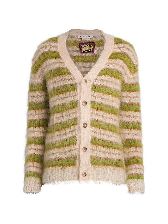 Mens Striped Mohair-Blend Cardigan Product Image