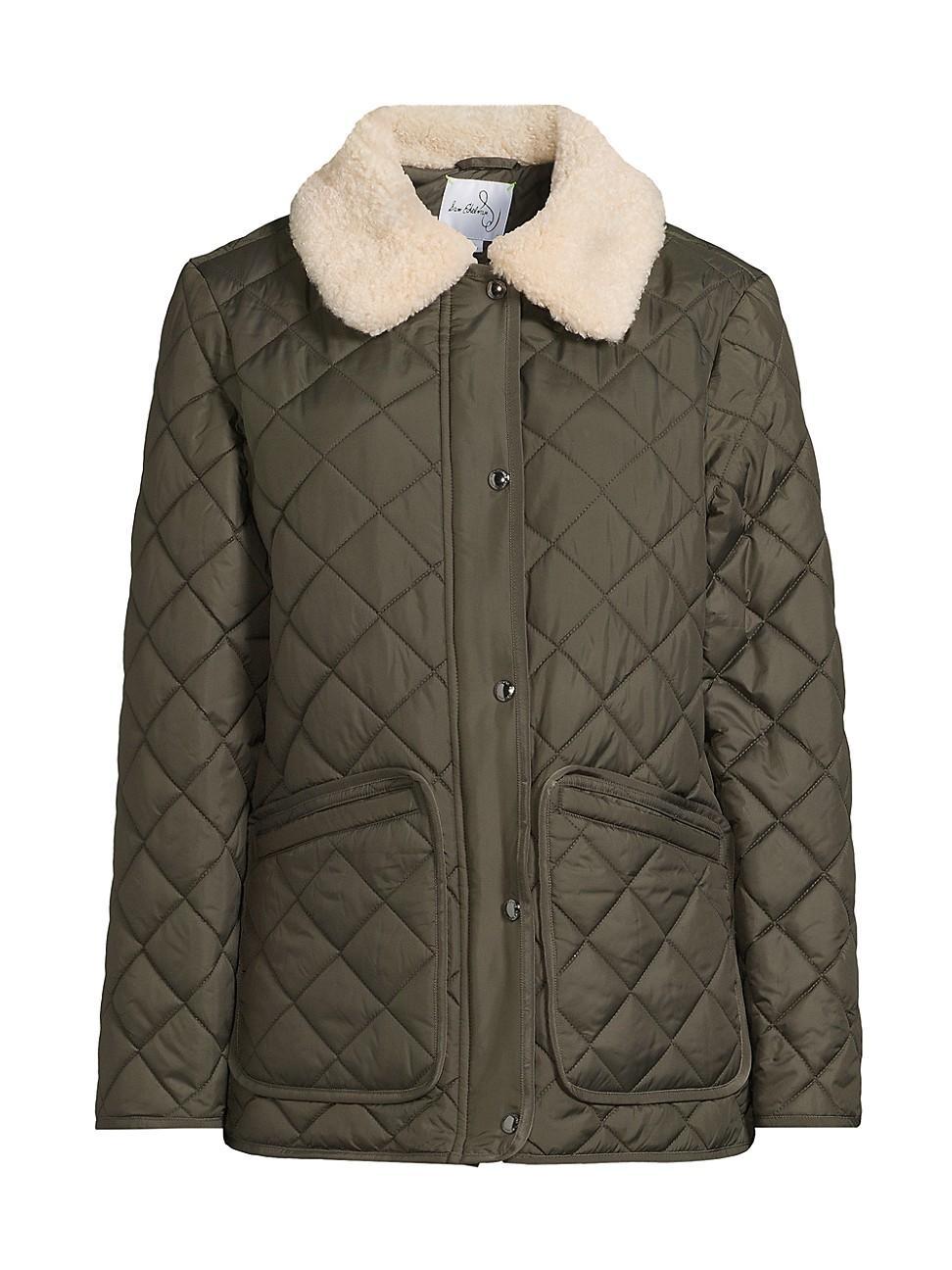 Womens Sherpa-Collar Quilted Jacket Product Image