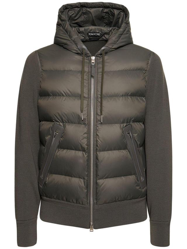 Wool Blend Down Zip Jacket In Elephant Grey Product Image