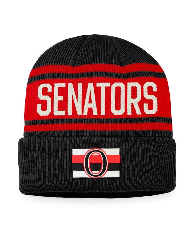 Mens Fanatics Black and Red Ottawa Senators True Classic Retro Cuffed Knit Hat - Black Product Image