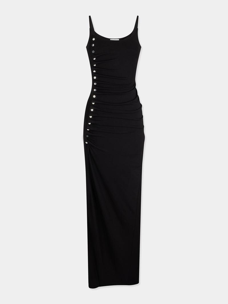 black drapé pression sleevless dress Product Image