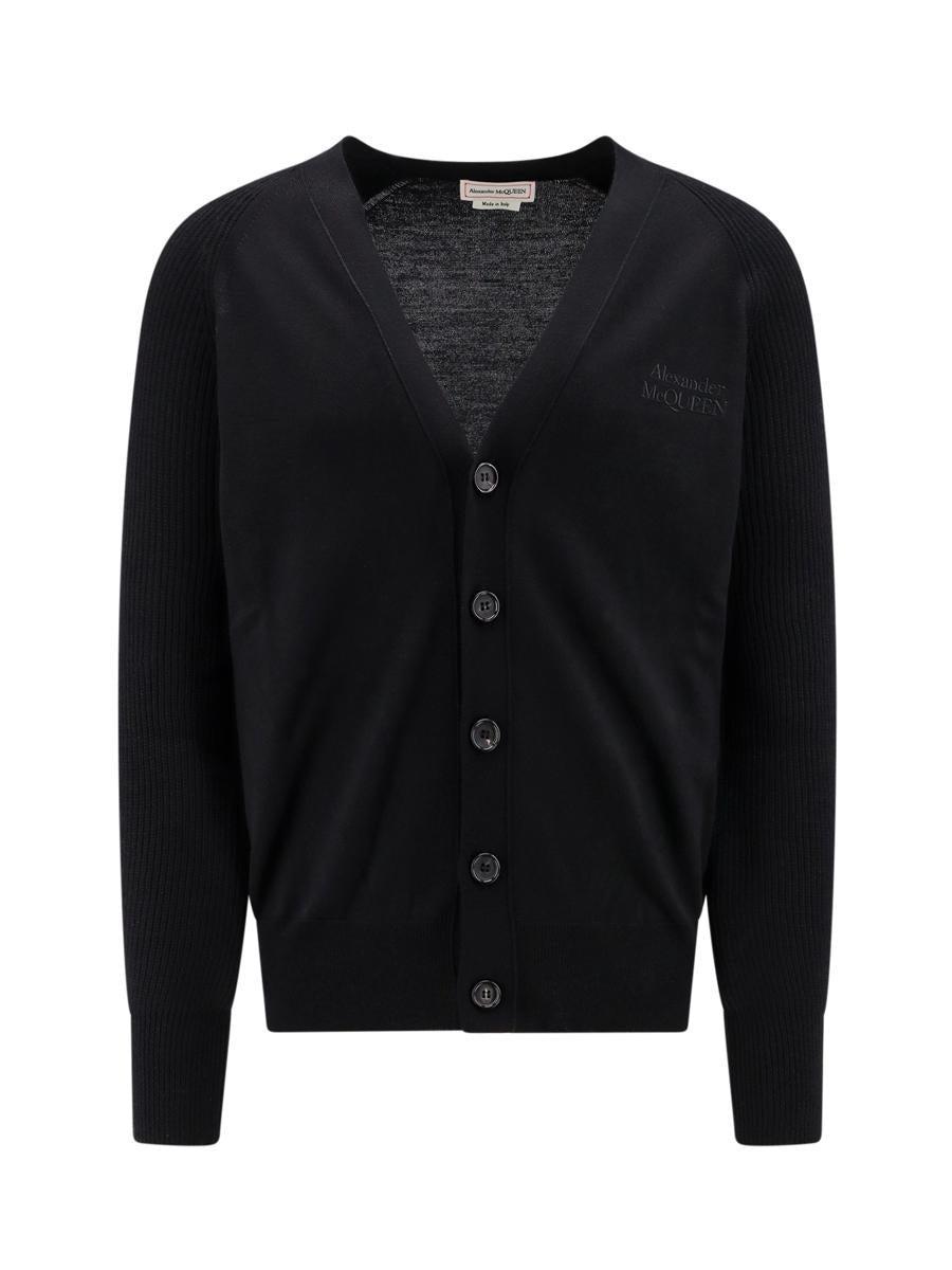 Buttoned Logo Embroidered Cardigan In Black Product Image