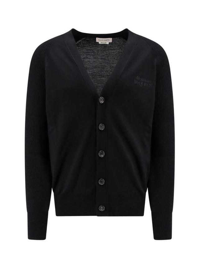 Buttoned Logo Embroidered Cardigan In Black Product Image