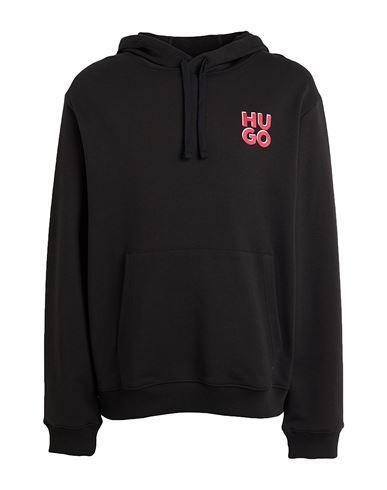 HUGO BOSS Cotton-terry Hoodie With Stacked Logo Print In Black 001 Product Image