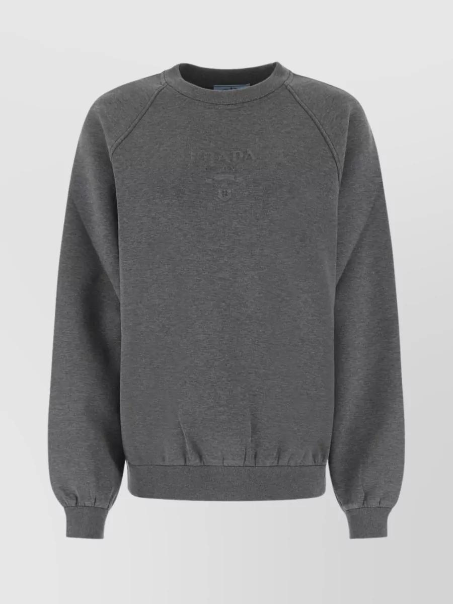 Oversize Crew Neck Sweatshirt In Grey Product Image