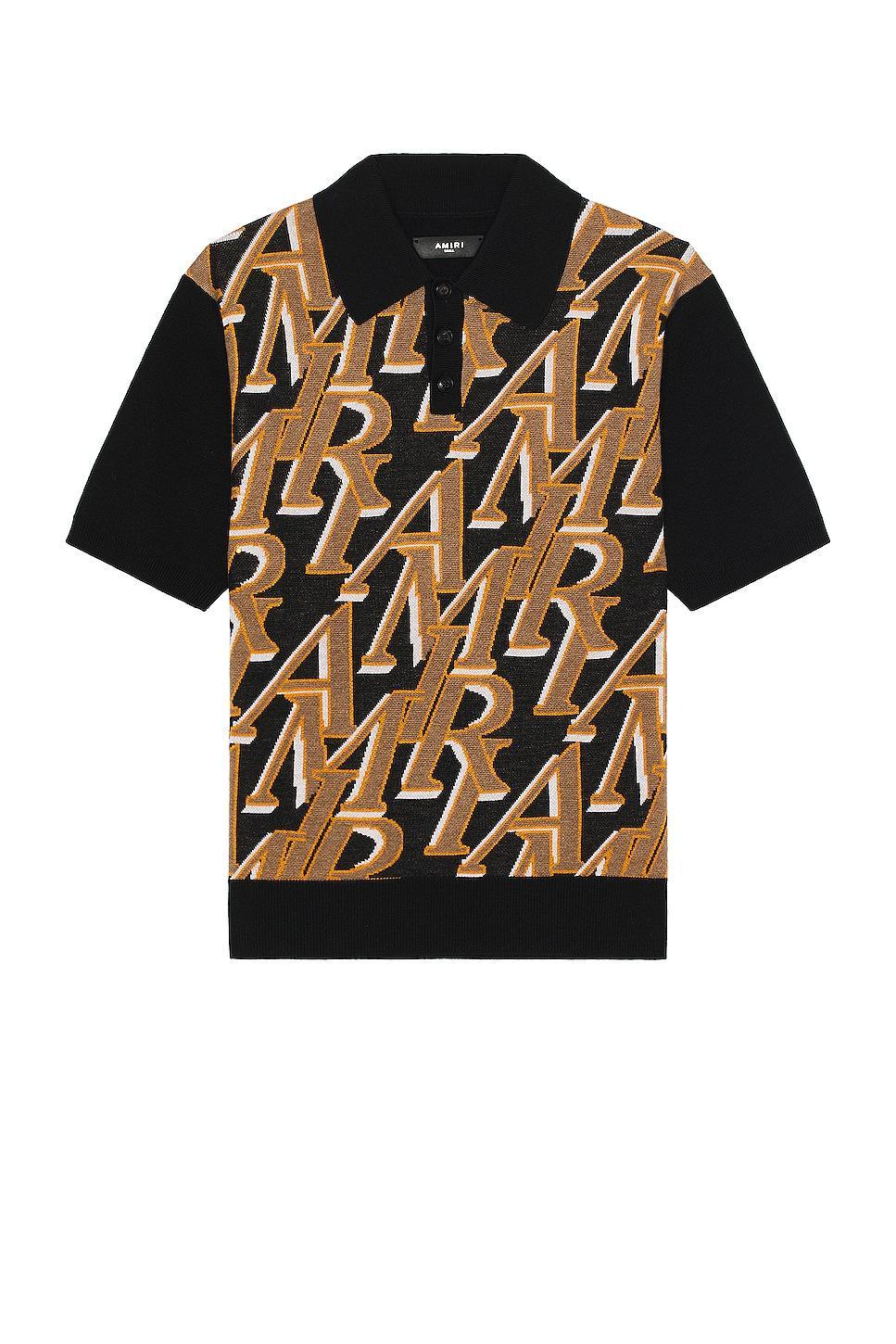 Amiri Repeat Short Sleeve Polo in Black Product Image