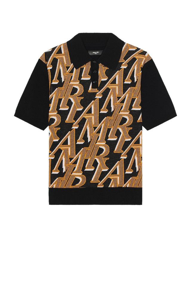 Amiri Repeat Short Sleeve Polo in Black Product Image