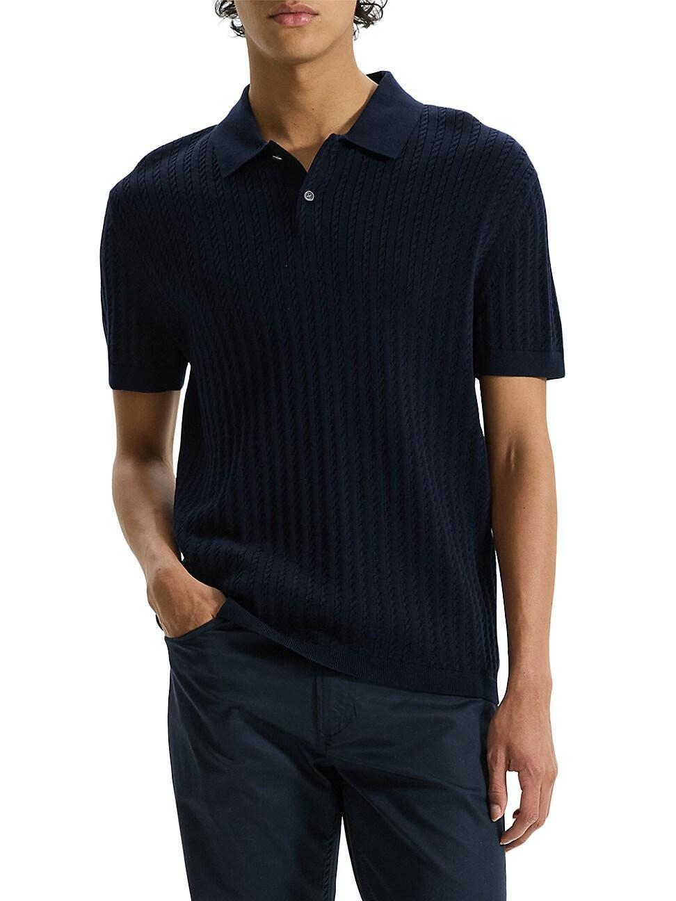 Mens Cable-Knit Polo Shirt Product Image