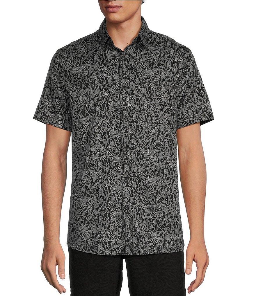 Rowm Short Sleeve Dot Floral Print Shirt Product Image