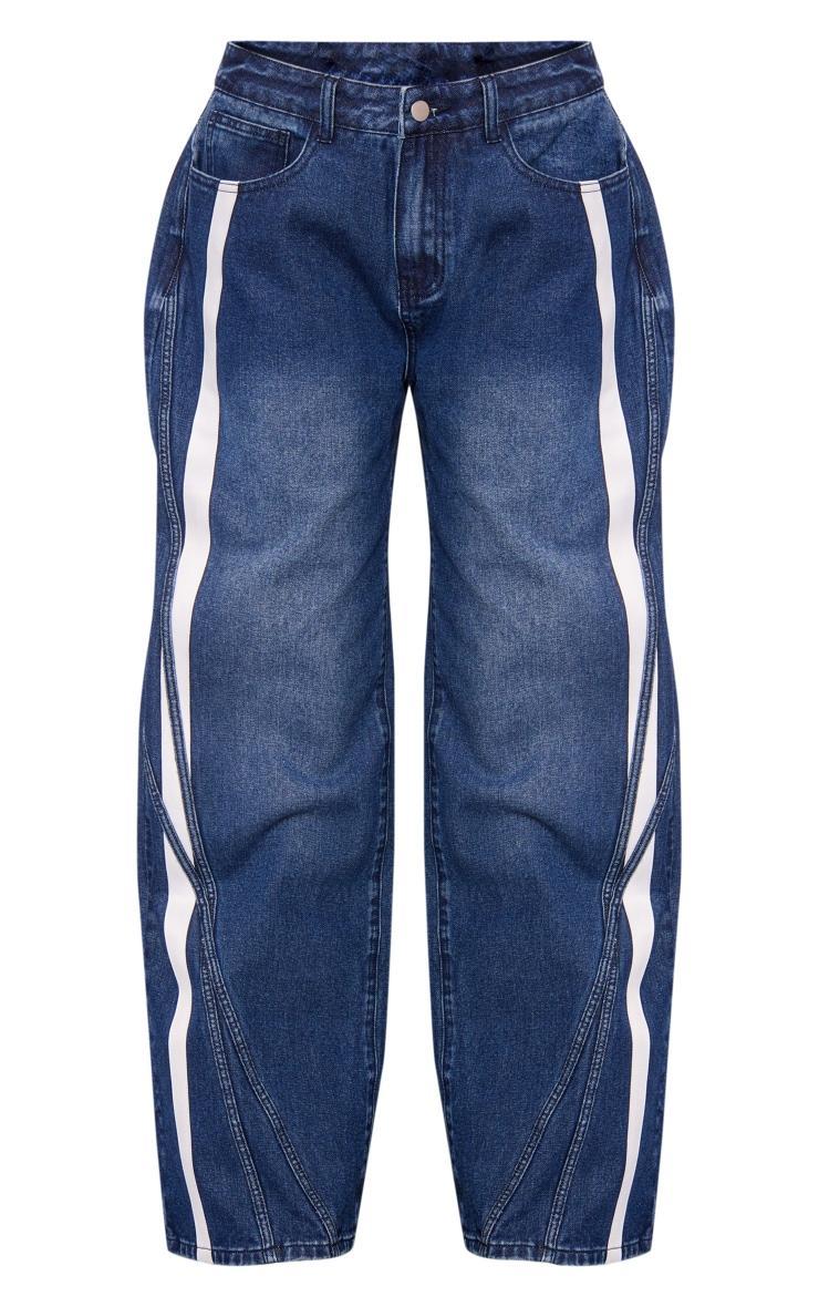 Indigo Graphic Panelled Wide Leg Jeans Product Image