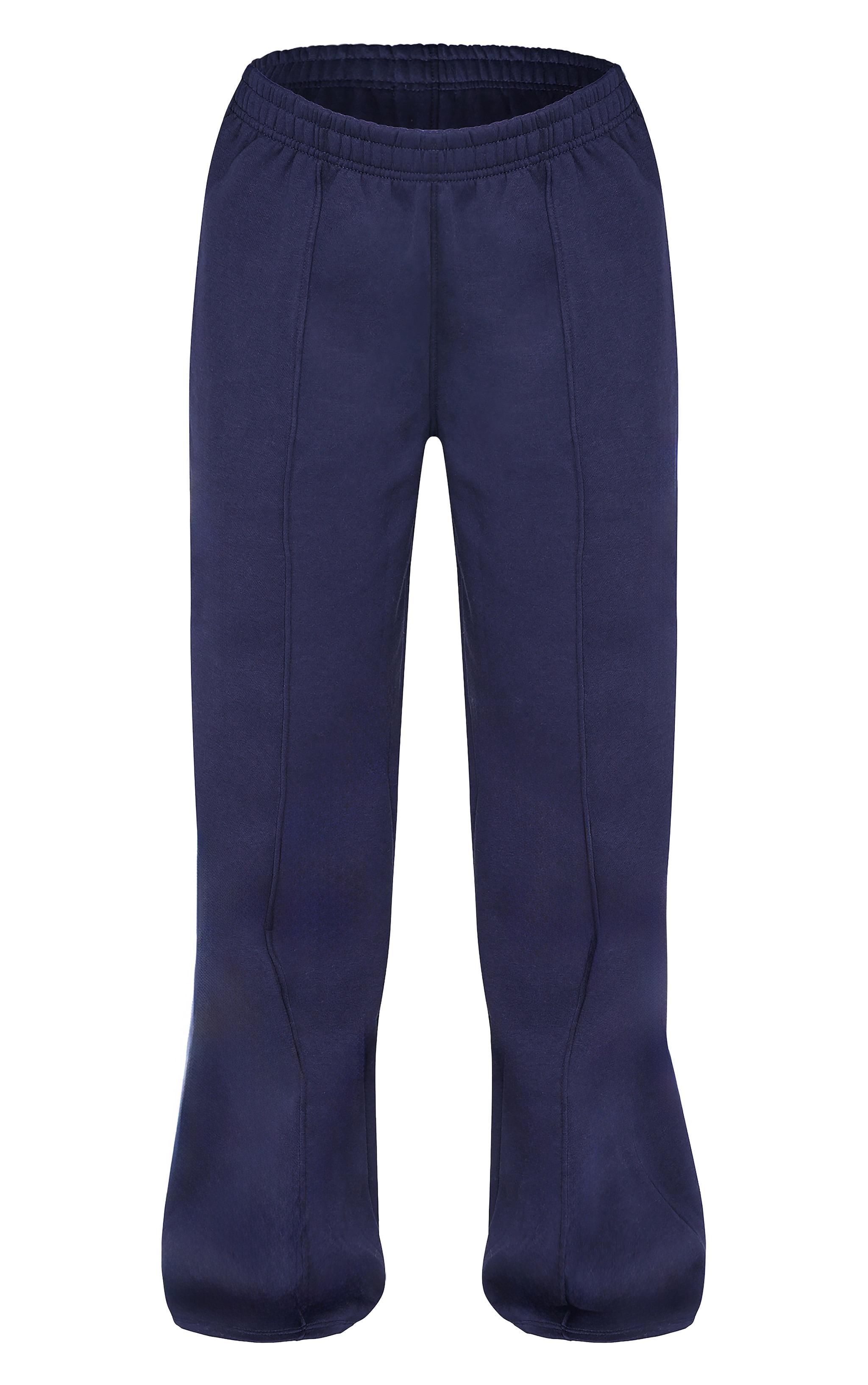 Blue Grey Seam Detail Wide Leg Sweatpants Product Image