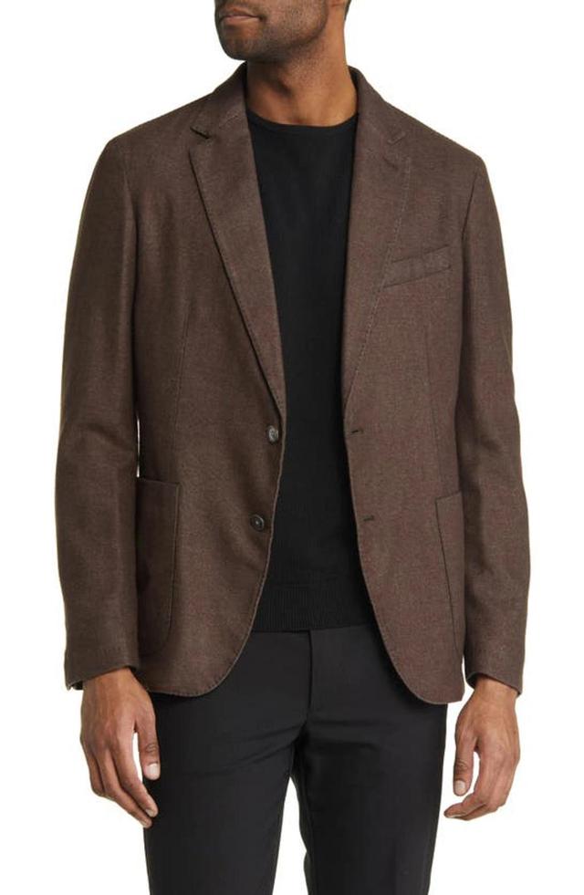 Hanry Solid Virgin Wool Blend Blazer In Brown Product Image