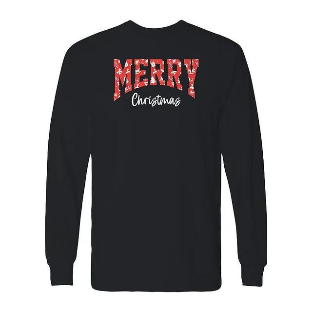 Mens Merry Christmas Texture Long Sleeve Graphic Tee Product Image