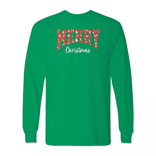 Mens Merry Christmas Texture Long Sleeve Graphic Tee Product Image