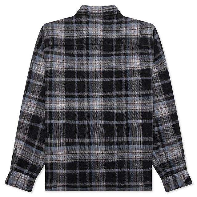 Heavy Washed Plaid Shirt - Blue Male Product Image