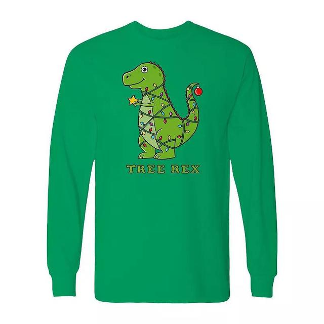 Mens Dinosaur Christmas Long Sleeve Graphic Tee Product Image