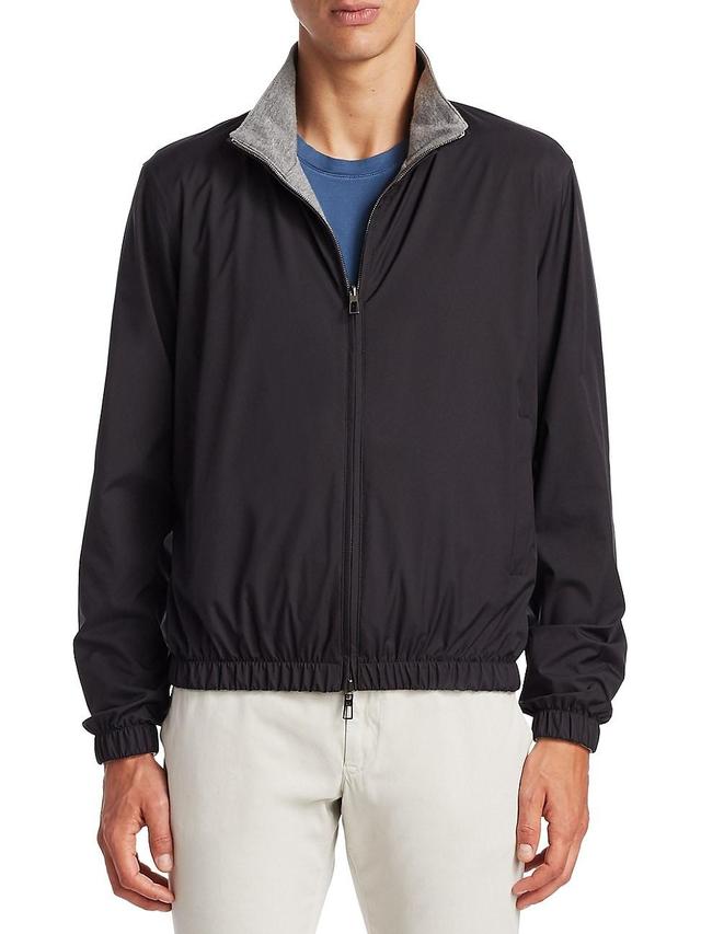 Mens Nylon Zip-Up Bomber Jacket Product Image