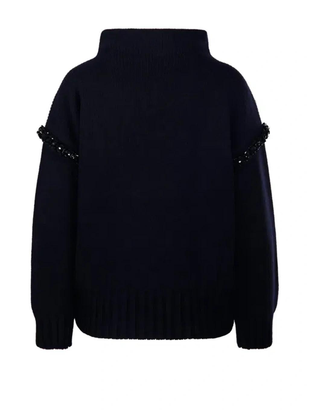 Embellished High Neck Jumper In Blue Product Image