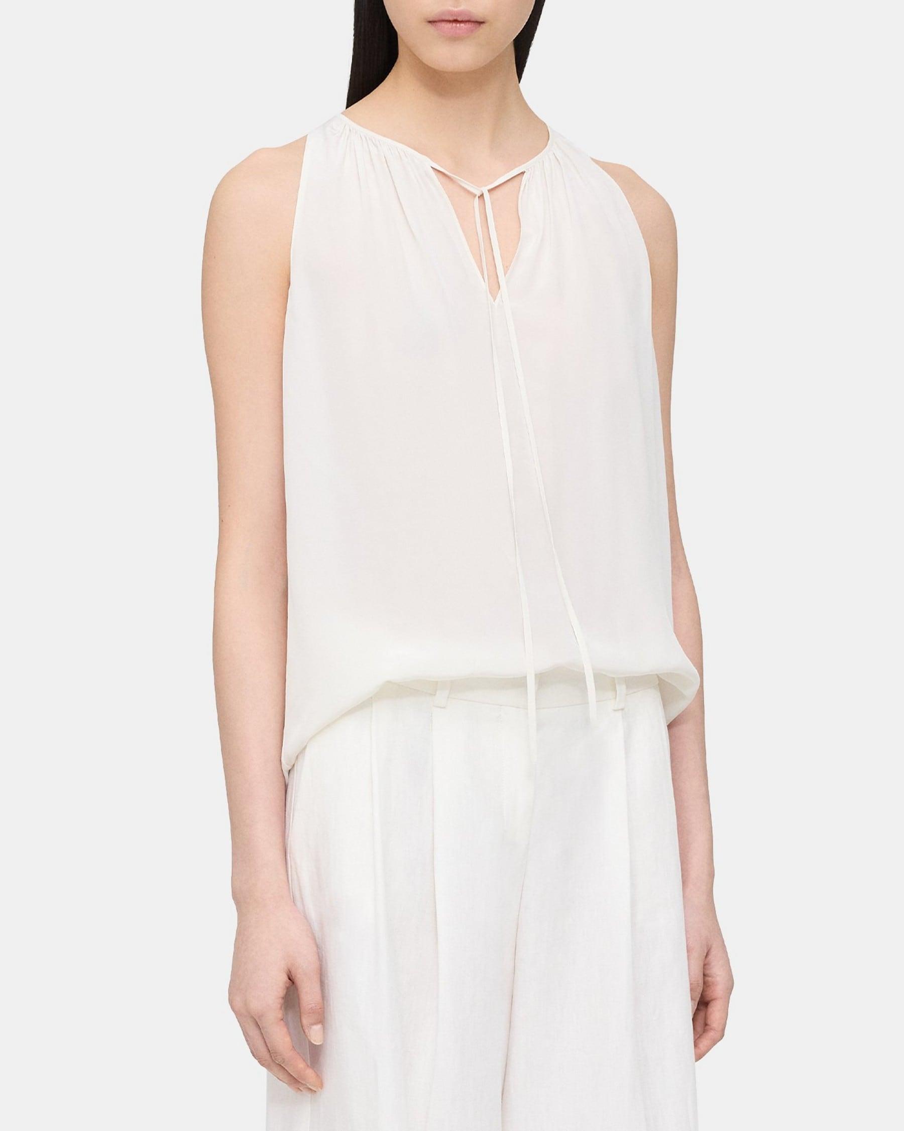 Sleeveless Tie-Neck Top in Viscose Product Image