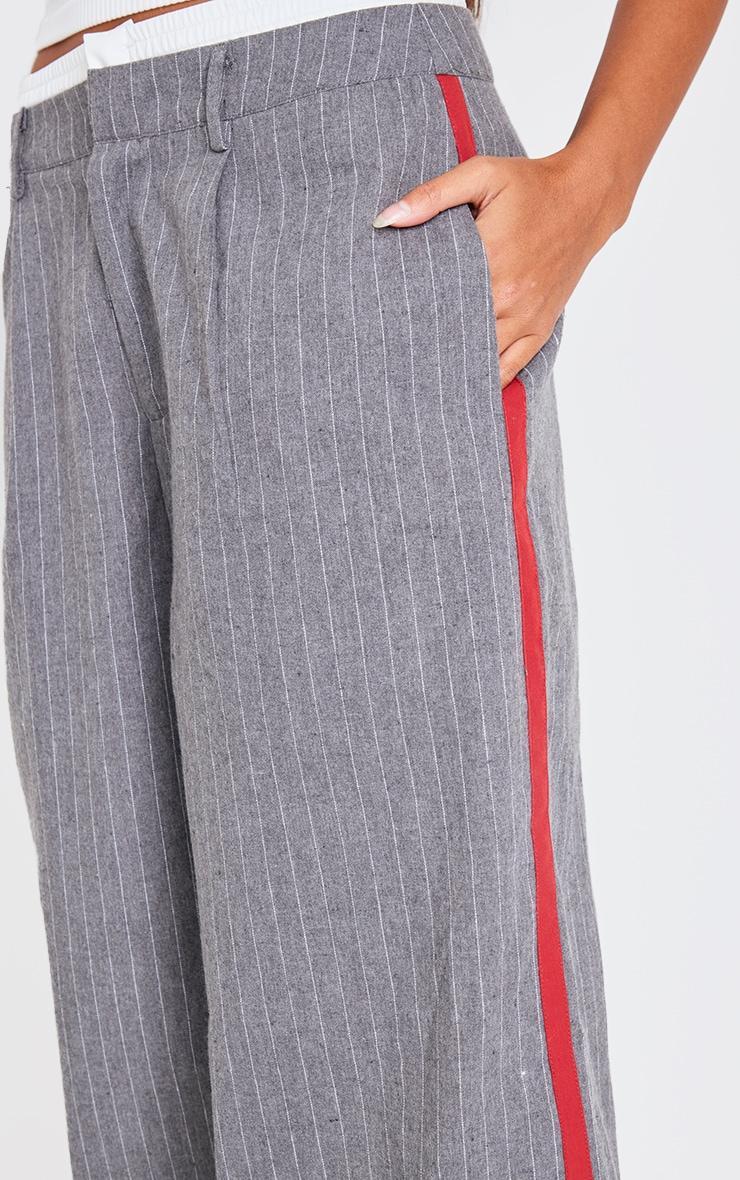 Charcoal Tailored Woven Side Stripe Boxer Detail Straight Leg Pants Product Image