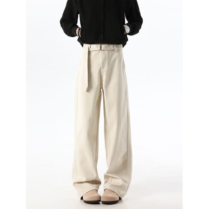 High Waist Plain Wide Leg Pants Product Image