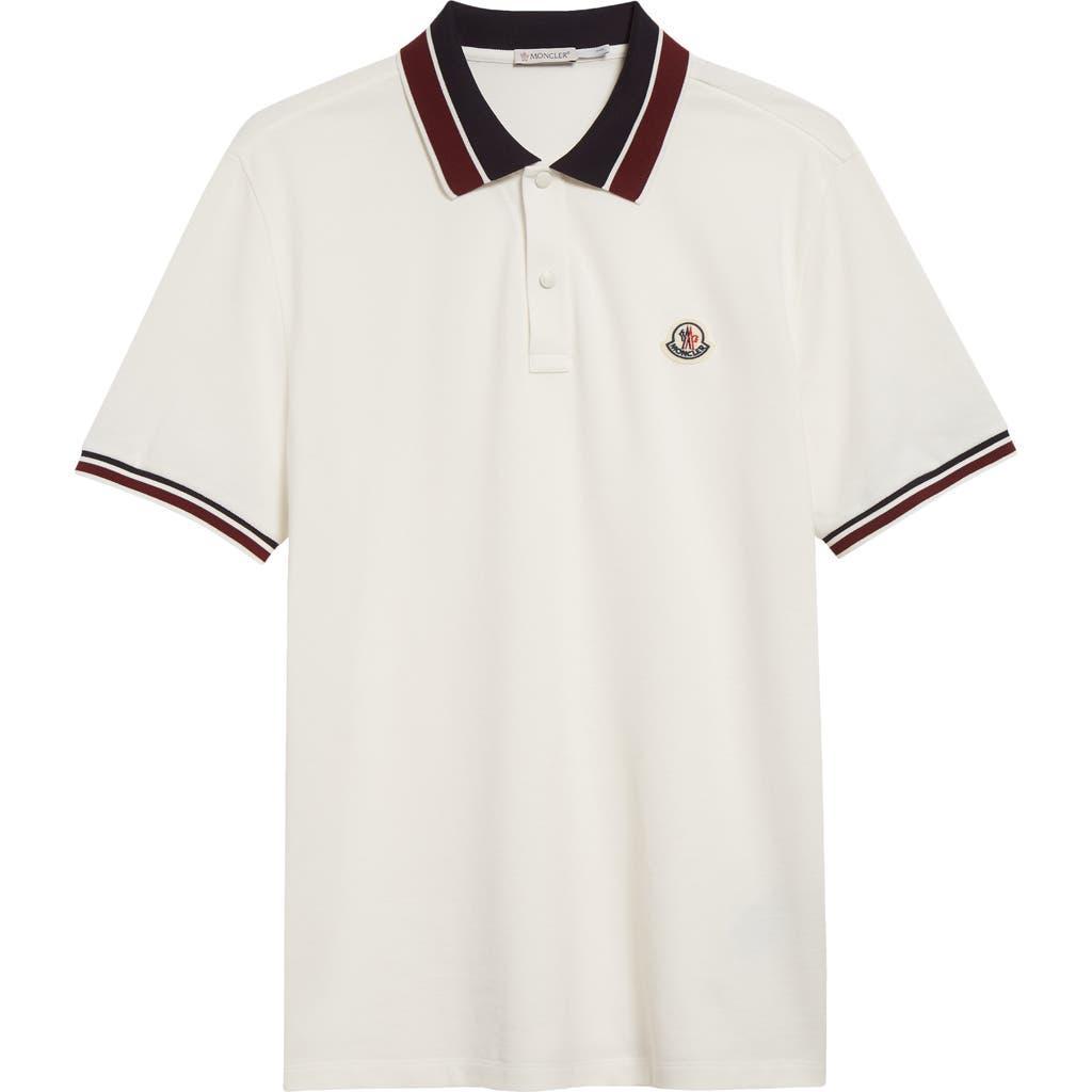 MONCLER Logo Patch Pique Polo T-shirt In White Product Image