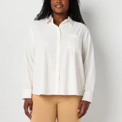 Stylus Plus Womens Long Sleeve Button-Down Shirt Product Image