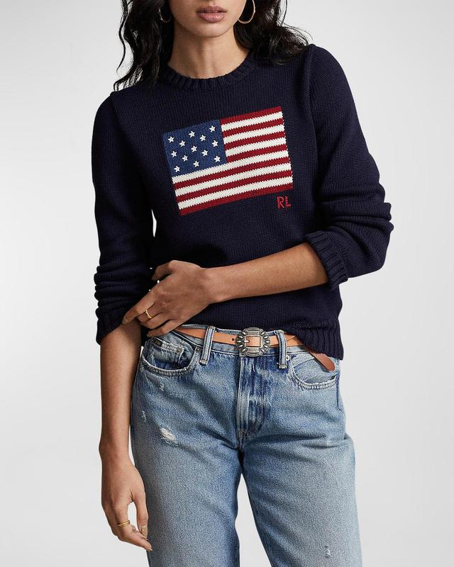 Womens Flag Cotton Crewneck Sweater Product Image