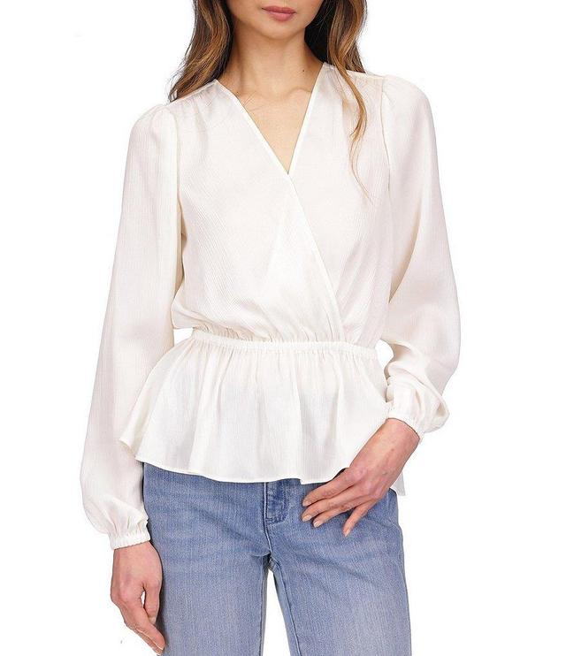 MICHAEL Michael Kors Surplice Neck Long Sleeve Peplum Top Product Image