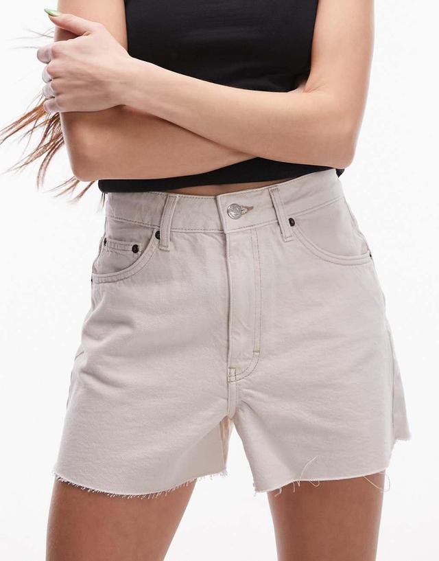 Topshop denim a-line mom shorts in white Product Image