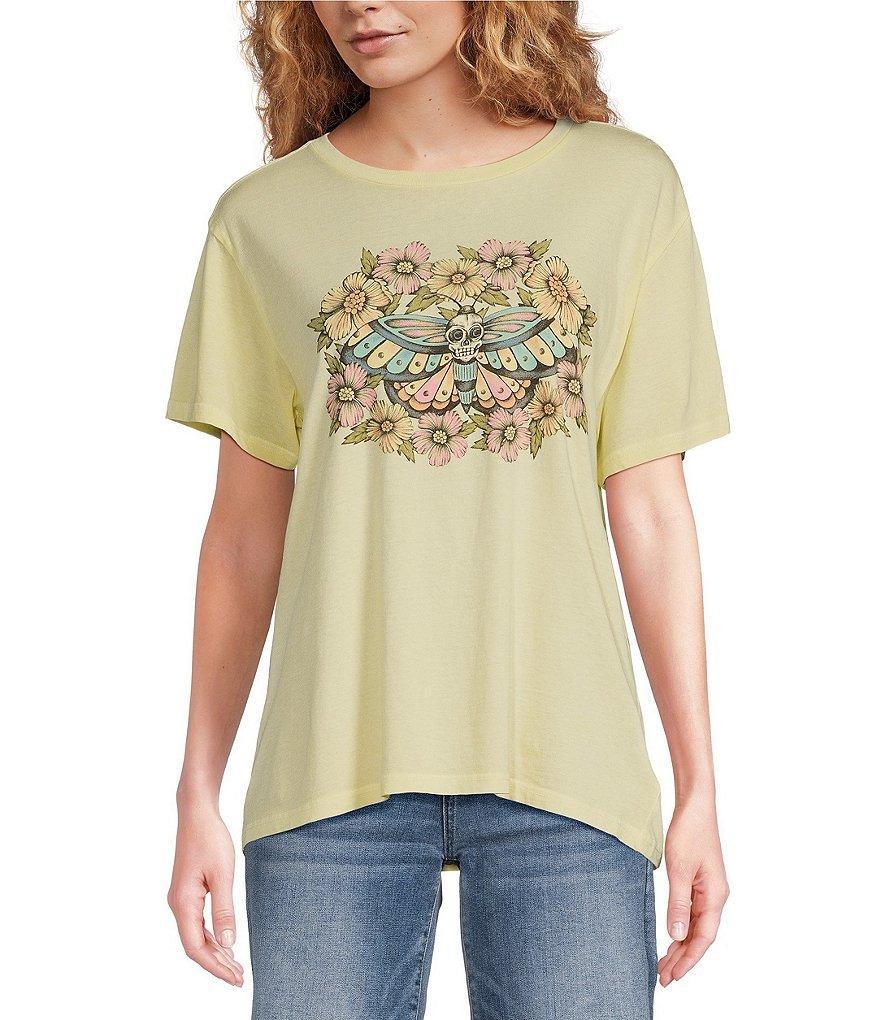 Lucky Brand Floral Butterfly Graphic Crew Neckline Short Sleeve Tee Shirt Product Image