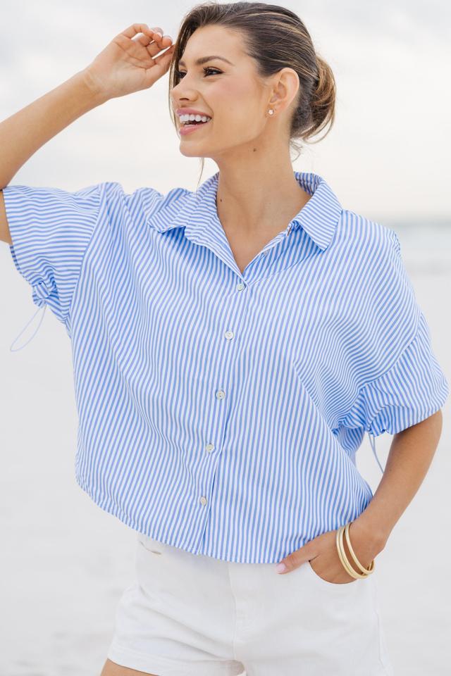 Time For You Light Blue Striped Blouse Female Product Image