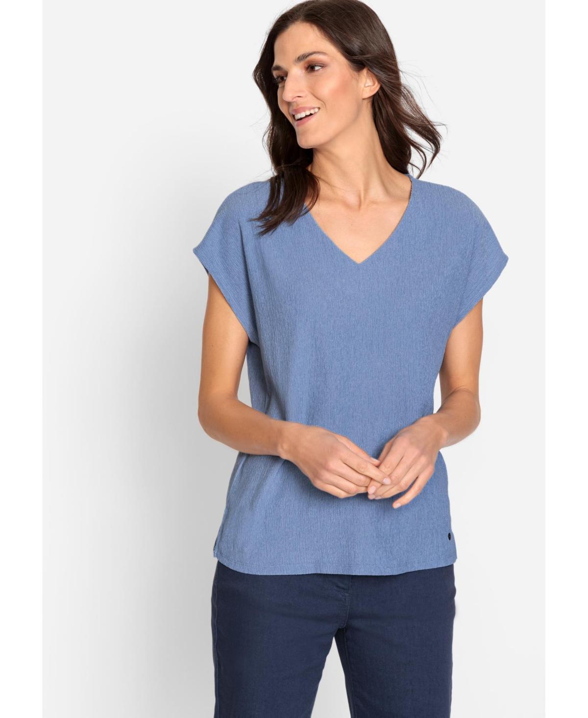 Olsen Womens Solid VNeck Cap Sleeve TShirt Product Image