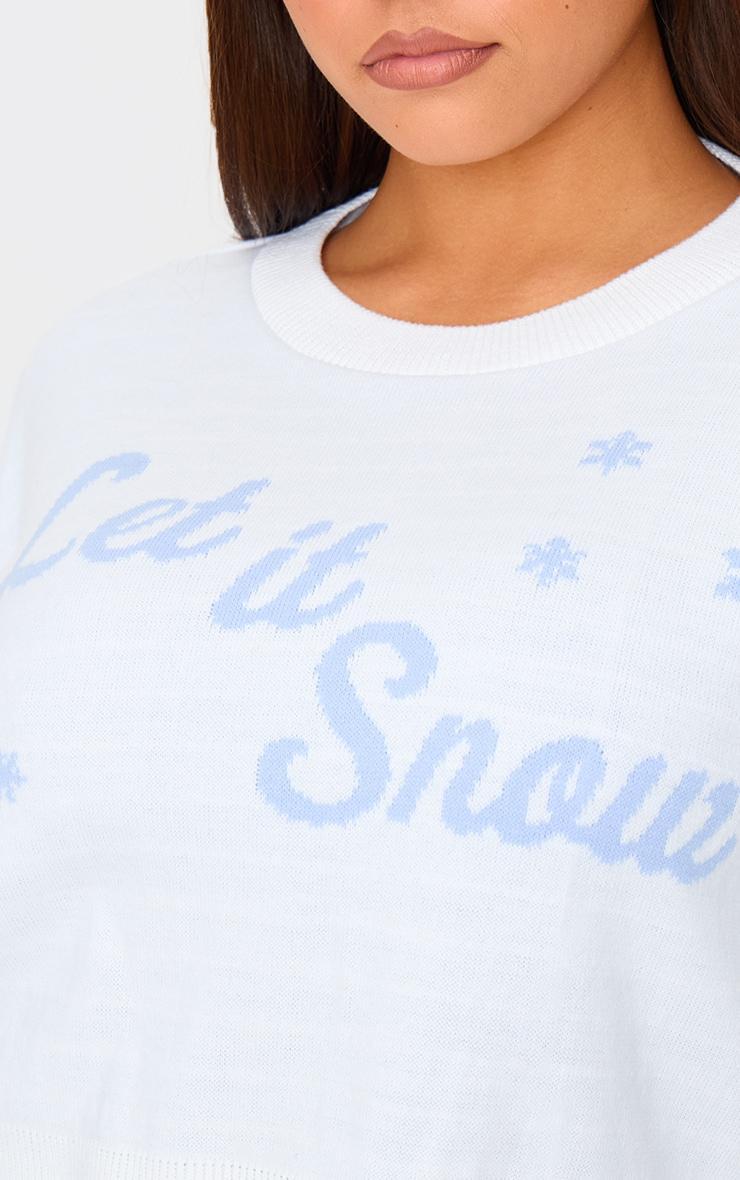 White Let It Snow Cropped Christmas Sweater Product Image