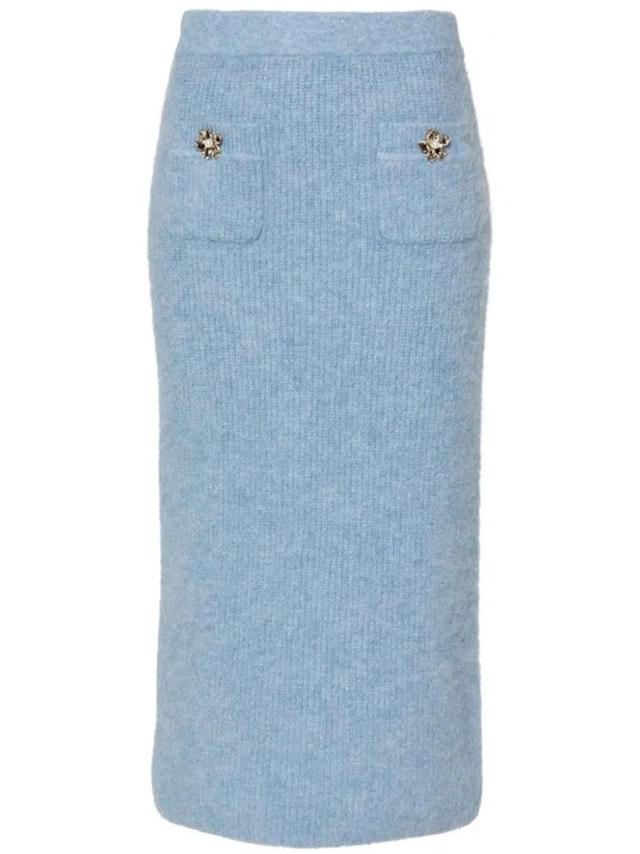 Fine-knit Midi Skirt In Blue Product Image