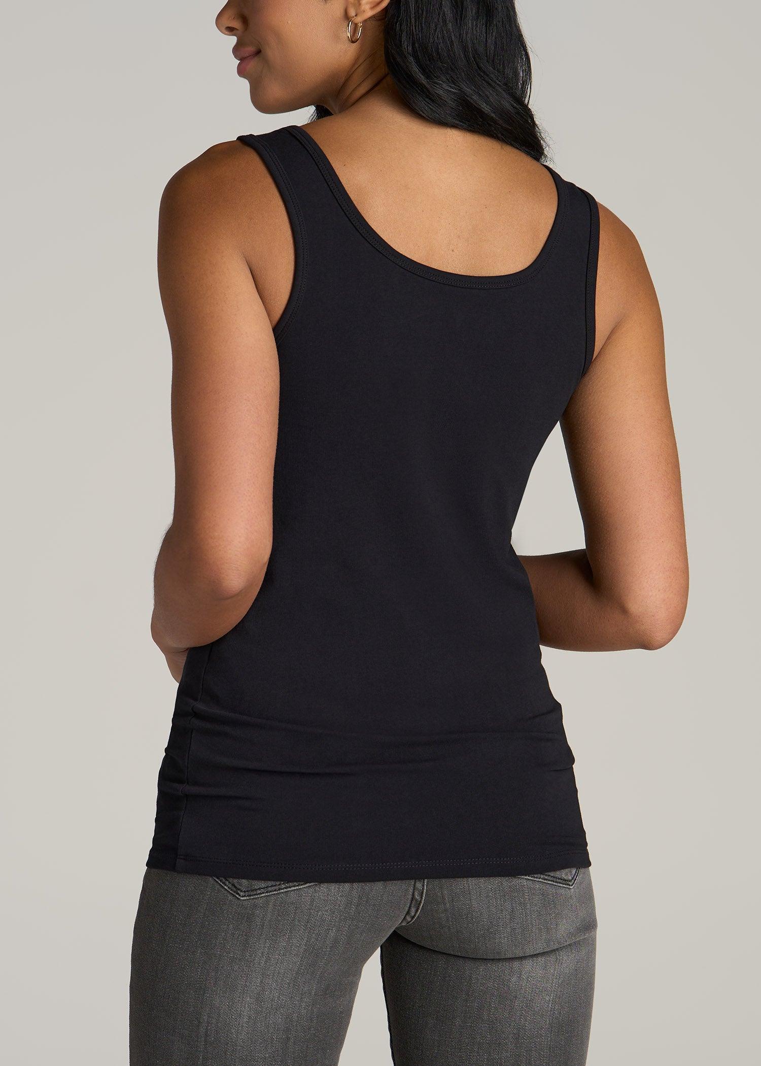 Slim Fit Jersey Tank Top for Tall Women in Black Female Product Image